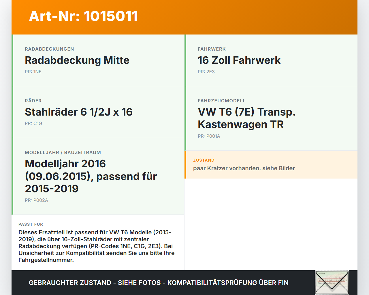 VW T6 7E 15-19 Radnabenabdeckung Rad Nabenabdeckung Nabenblende Pos.3 VW T6 7E 15-19 30.08.2016 7E0601151C... Vorschau 3
