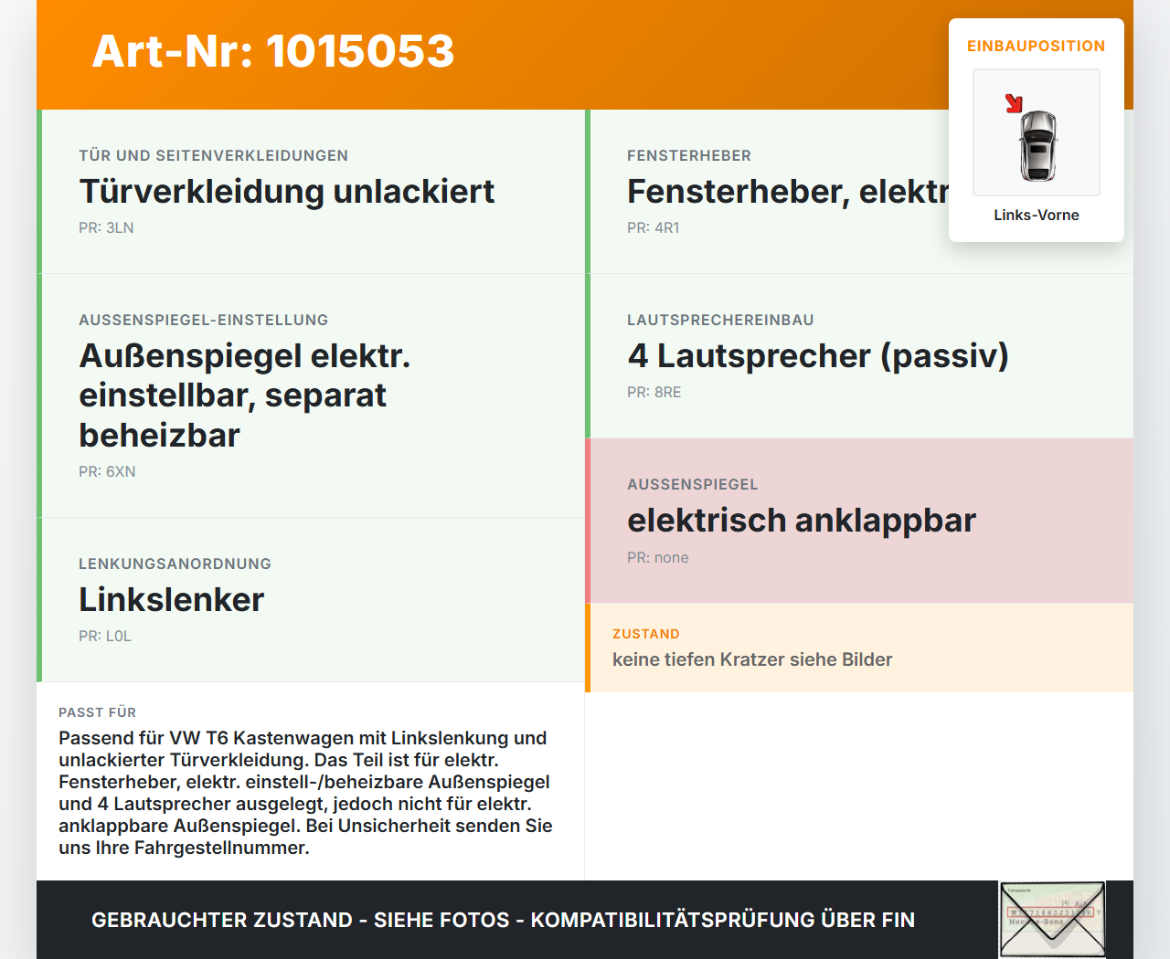 VW T6 7E 15-19 Kasten Türverkleidung Türpappe Links Vorne VW T6 7E 15-19 30.08.2016 7E0867023A 7E0867021N... Vorschau 3