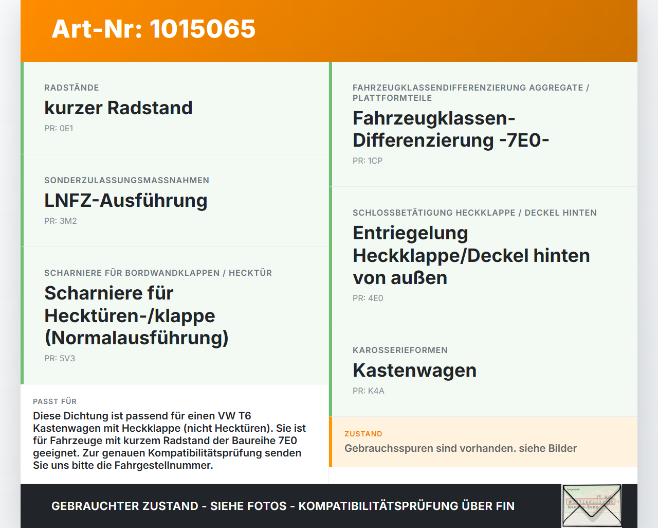 VW T6 7E 15-19 Kasten Dichtung für Heckklappe Kofferraum Heckklappendichtung VW T6 7E 15-19 30.08.2016 7E0829193R... Vorschau 3