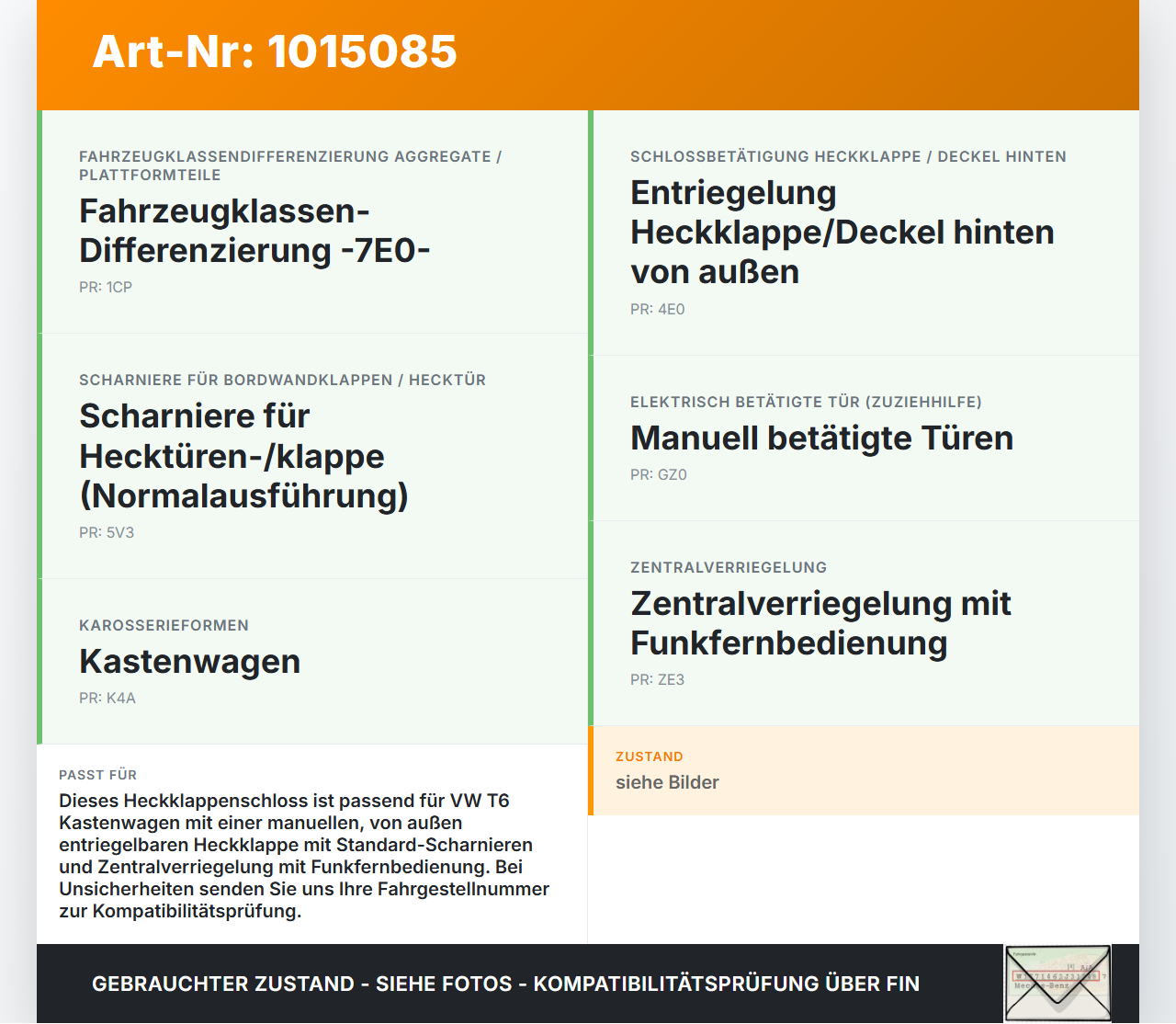 VW T6 7E 15-19 Kasten Schloss f. Heckklappe Heckklappenschloss Verriegelung VW T6 7E 15-19 30.08.2016 7E5827505D... Vorschau 3