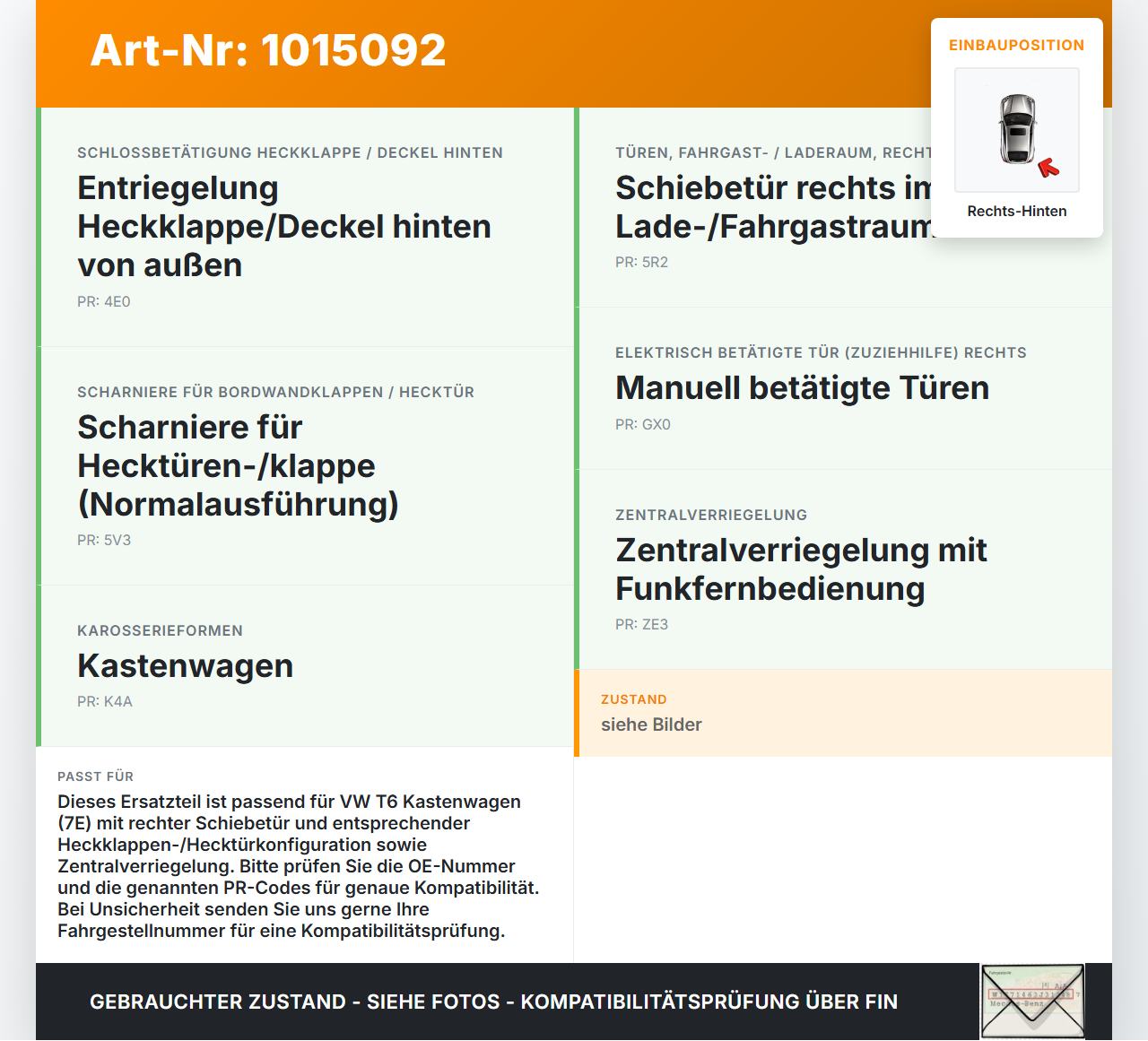 VW T6 7E 15-19 Kontaktschalter Schalter für Karosserie Rechts Hinten VW T6 7E 15-19 30.08.2016 7E0907438 7H0959565F... Vorschau 3