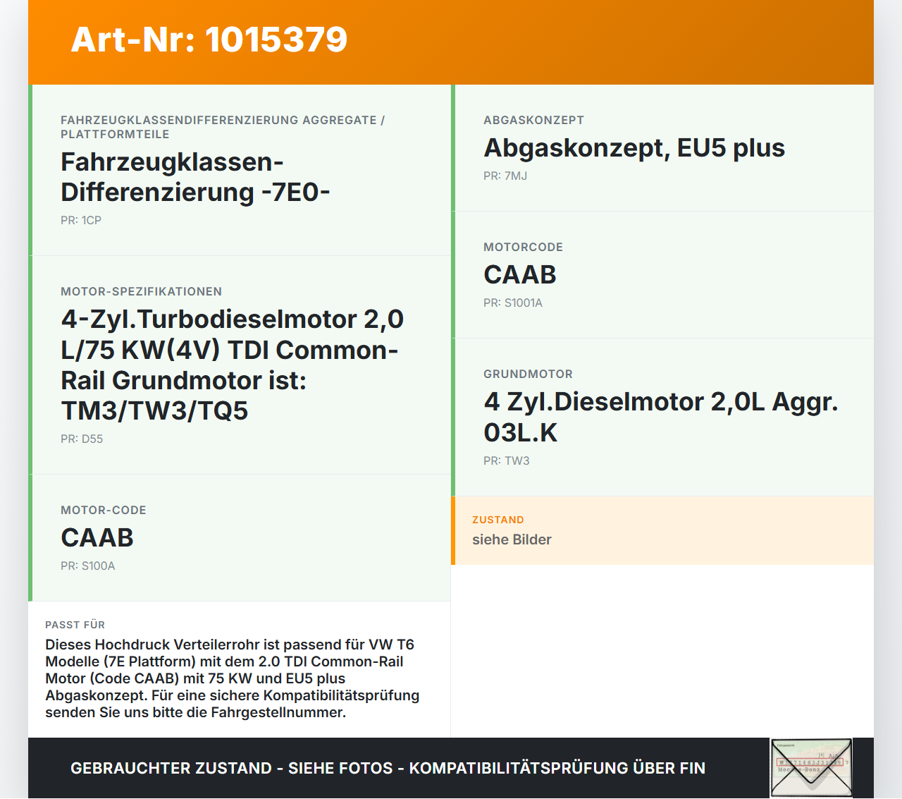 VW T6 7E 15-19 TDI 2,0 75KW Hochdruck Verteiler Verteilerrohr VW T6 7E 15-19 30.08.2016 03L130089 03L089G gebraucht Vorschau 3