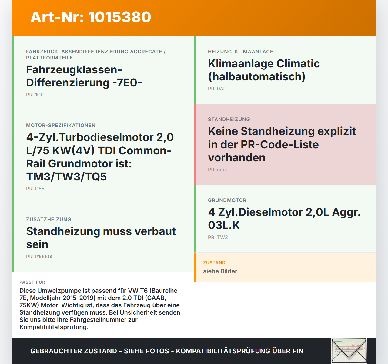 VW T6 7E 15-19 TDI 2,0 75KW Umwelzpumpe Heizung Pumpe Standheizung Kühlkreislauf VW T6 7E 15-19 30.08.2016... Vorschau 3