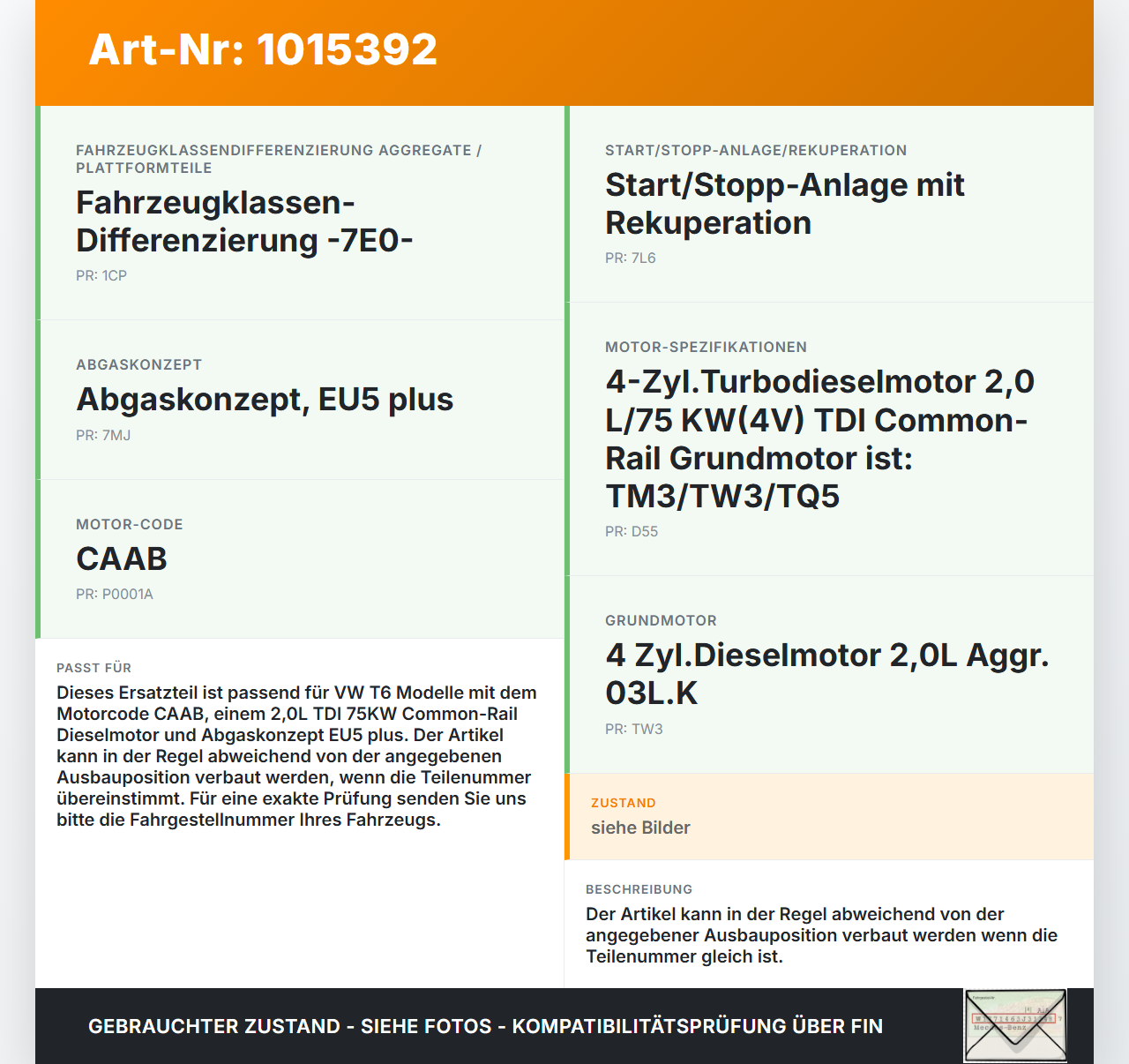 VW T6 7E 15-19 TDI 2,0 75KW Einspritzdüse Injektor Zyl.2 VW T6 7E 15-19 30.08.2016 03L130277C 0445116035 gebraucht Vorschau 3