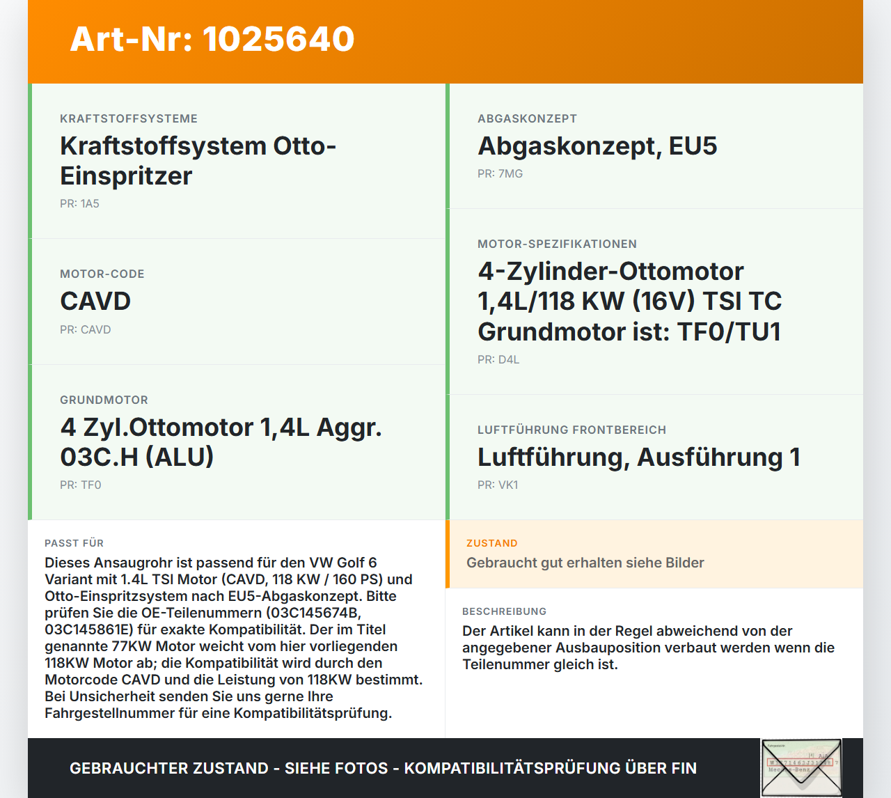 VW Golf 6 VI 5K 08-12 TSI 1,4 77KW Ansaugrohr Ladeluftschlauch Luftschlauch Pos.1 VW Golf 6 VI 5K 08-12 14.07.2011... Vorschau 3