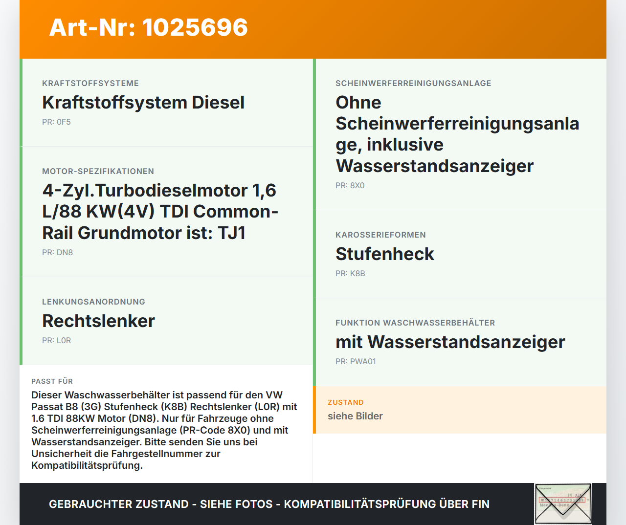VW Passat B8 3G 14-19 TDI 1,6 88KW Waschwasserbehälter Wasserbehälter Wischwasserbehälter VW Passat B8 3G 14-19... Vorschau 3