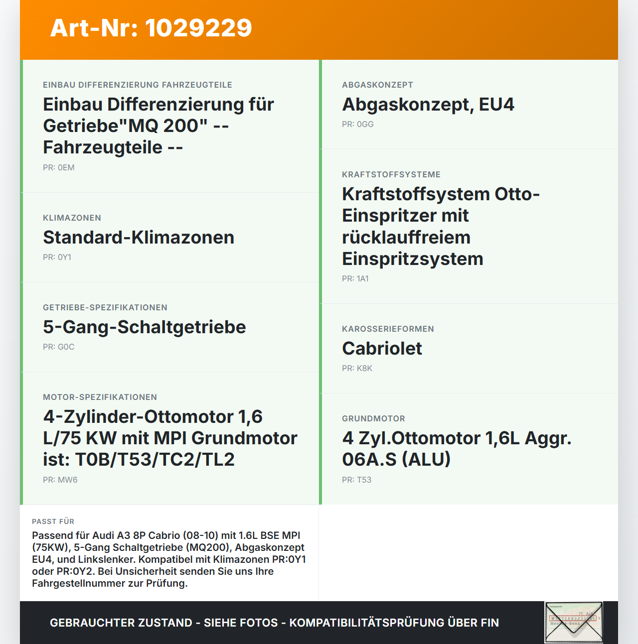 Audi A3 8P 08-10 Cabrio Kabelbaum für Motor Audi A3 8P 08-10 27.04.2009 06A972619S gebraucht Vorschau 3