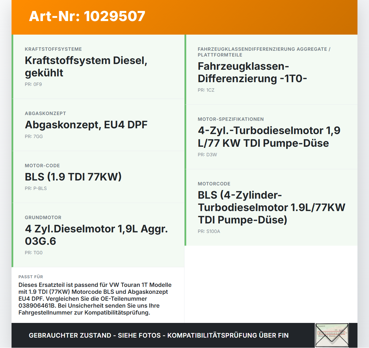 VW Touran 1T 03-06 TDI 1,9 77KW Luftmassenmesser VW Touran 1T 03-06 16.04.2009 0281002531 038906461B gebraucht Vorschau 3