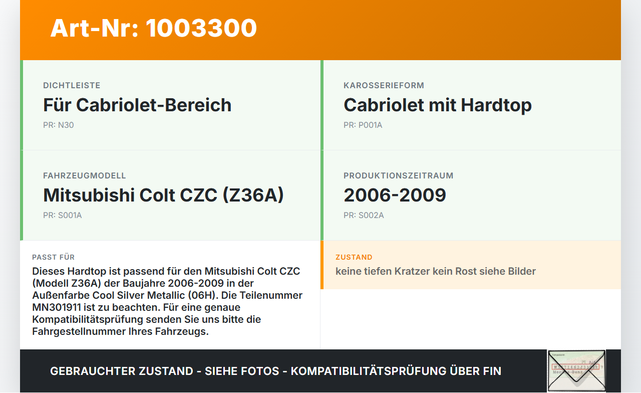 Mitsubishi Colt CZC 06-09 Hardtop Mitsubishi Colt CZC 06-09 28.03.2007 MN301911 gebraucht Vorschau 3