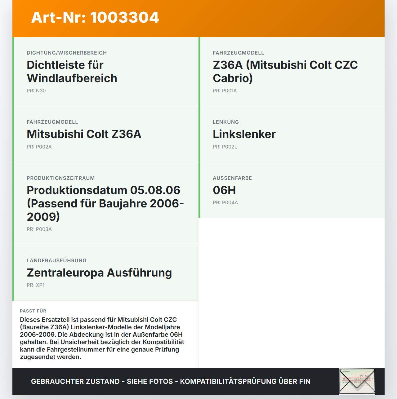 Mitsubishi Colt CZC 06-09 Wischerabdeckung Abdeckung für Wischermotor Mitsubishi Colt CZC 06-09 28.03.2007 7405A131... Vorschau 3