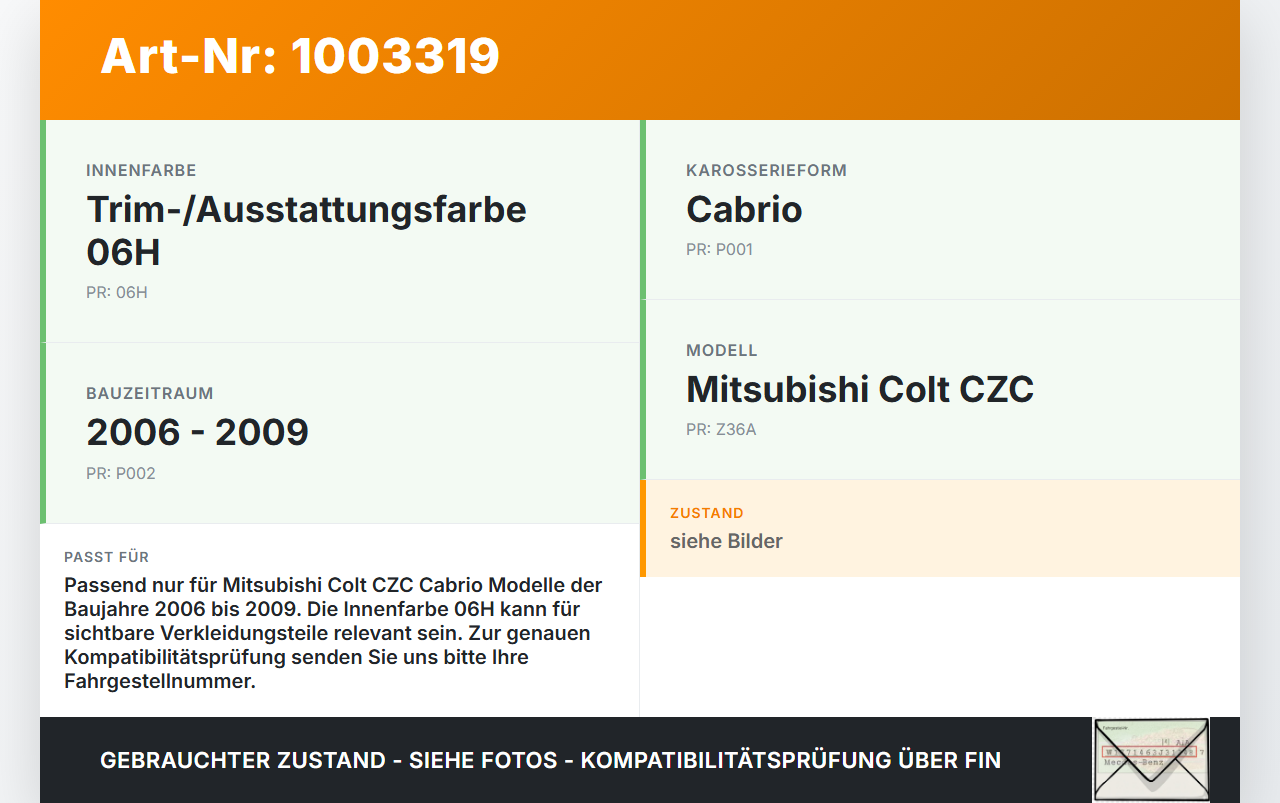 Mitsubishi Colt CZC 06-09 Cabrio Windabweiser Windschott Mitsubishi Colt CZC 06-09 28.03.2007 gebraucht Vorschau 3