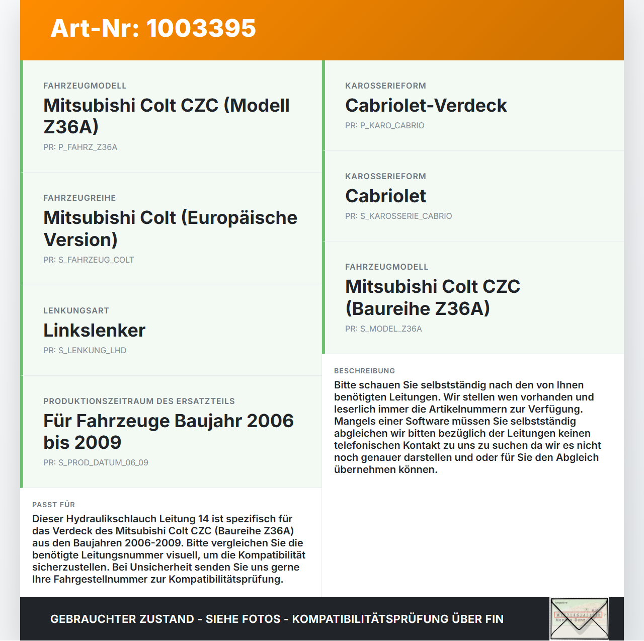 Mitsubishi Colt CZC 06-09 Cabrio Hydraulik Schlauch Leitung 14 für Verdeck Mitsubishi Colt CZC 06-09 28.03.2007... Vorschau 3