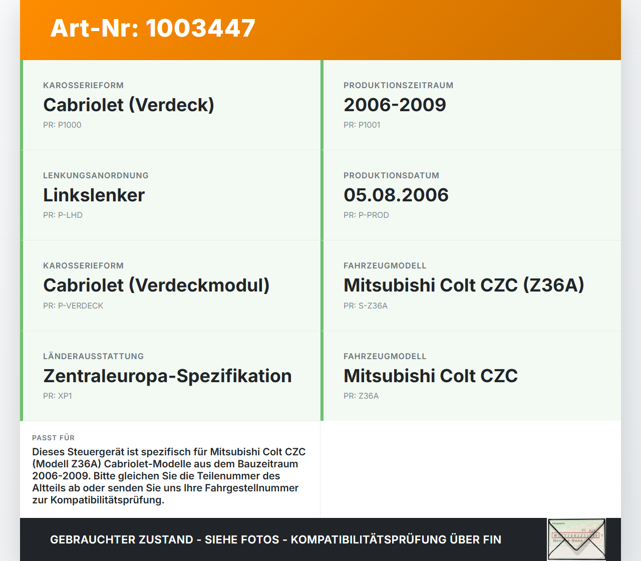 Mitsubishi Colt CZC 06-09 Steuergerät ECU Modul für Verdeck Mitsubishi Colt CZC 06-09 28.03.2007 0280124G06... Vorschau 3