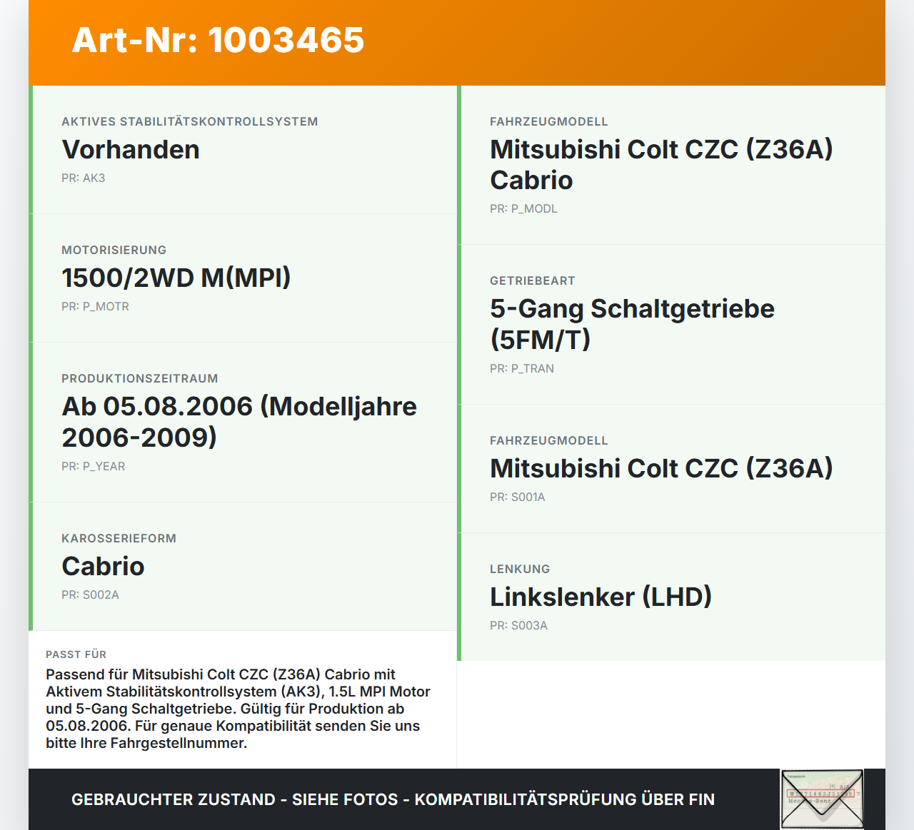 Mitsubishi Colt CZC 06-09 Cabrio ESP Sensor Steuergerät Gierratensensor Mitsubishi Colt CZC 06-09 28.03.2007... Vorschau 3
