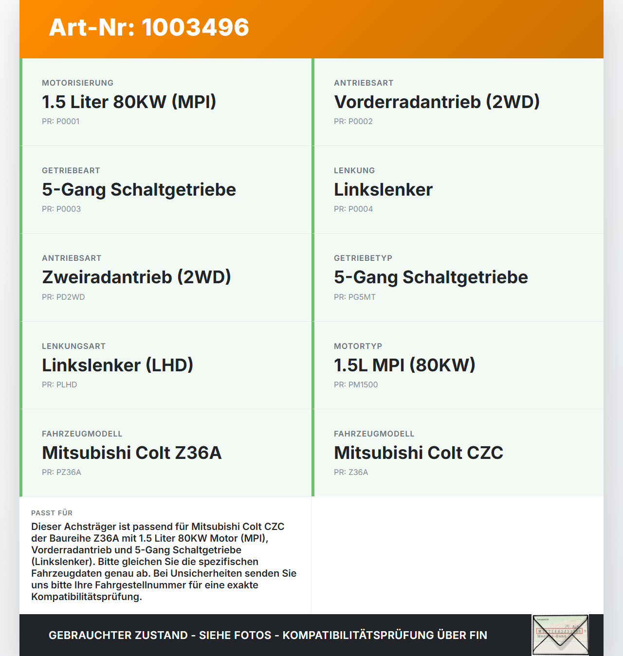 Mitsubishi Colt CZC 06-09 1,5 80KW Vorderachse Motorträger Motorhalter Achsträger Mitsubishi Colt CZC 06-09... Vorschau 3