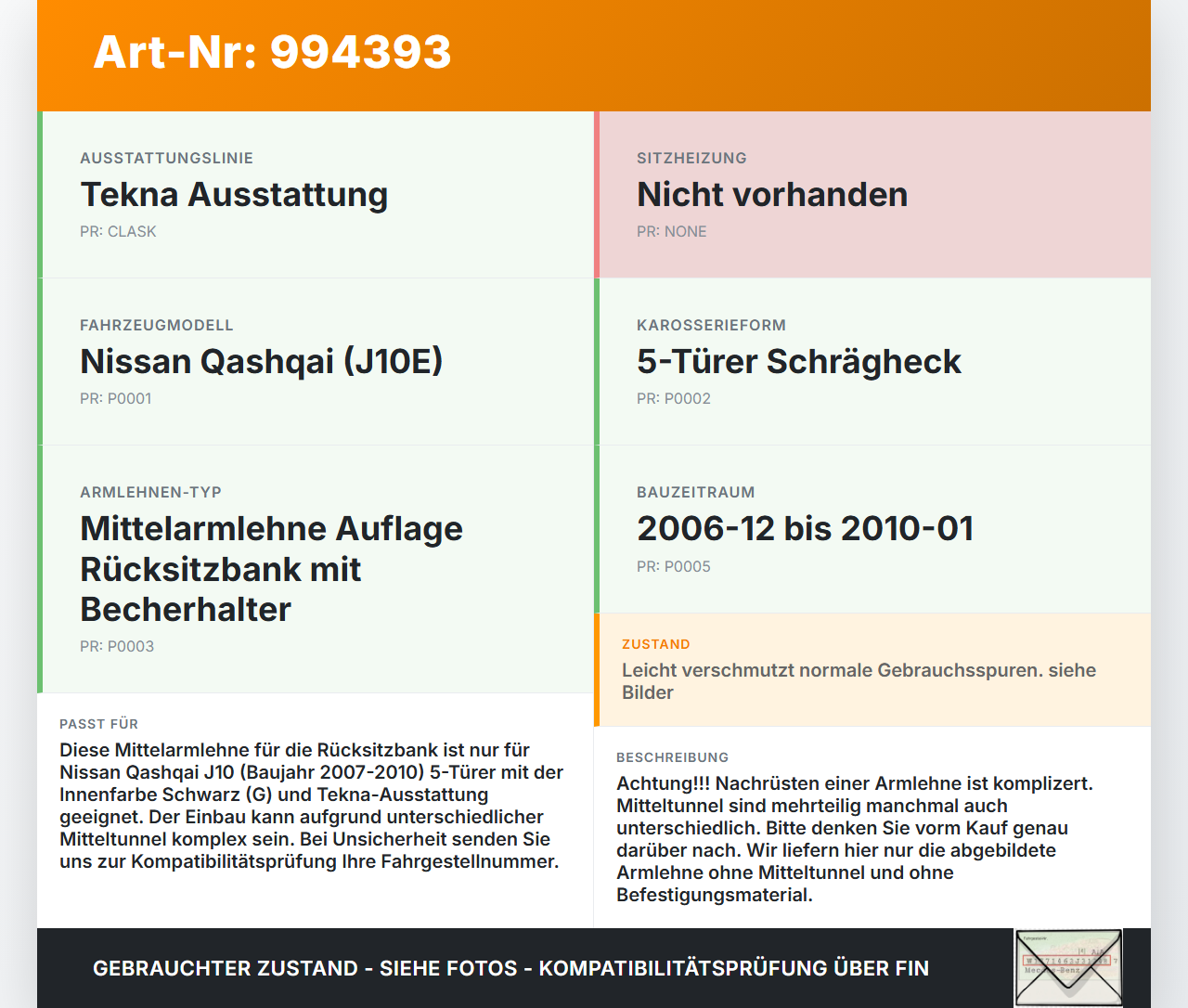 Nissan Qashqai J10 07-10 Armlehne Mittelarmlehne Auflage mit Becherhalter für Rücksitzbank Nissan Qashqai J10 07-10... Vorschau 3