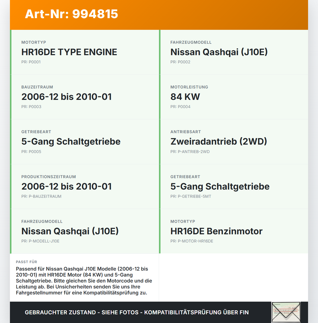 Nissan Qashqai J10 07-10 1,6 84KW HR16DE.F5 Nockenwellenverstellung Verstellung für Nockenwelle Nissan Qashqai J10... Vorschau 3