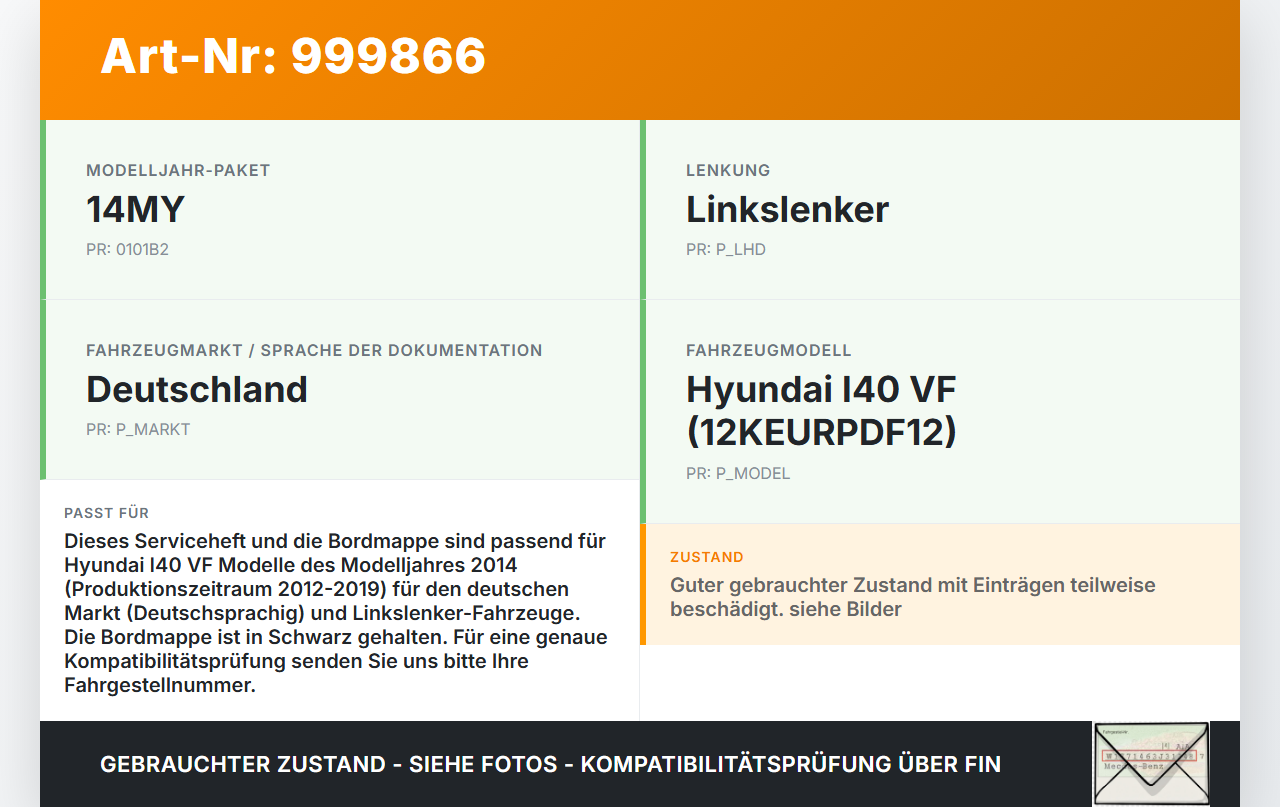 Hyundai I40 VF 12-19 Serviceheft Leer Betriebsanleitung Anleitung Bordmappe Hyundai I40 VF 12-19 09.07.2014 gebraucht Vorschau 3