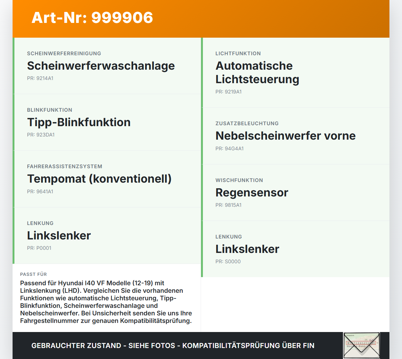 Hyundai I40 VF 12-19 Lenkstockschalter Lichtschalter Blinkerhebel Hyundai I40 VF 12-19 09.07.2014 934103Z001... Vorschau 3