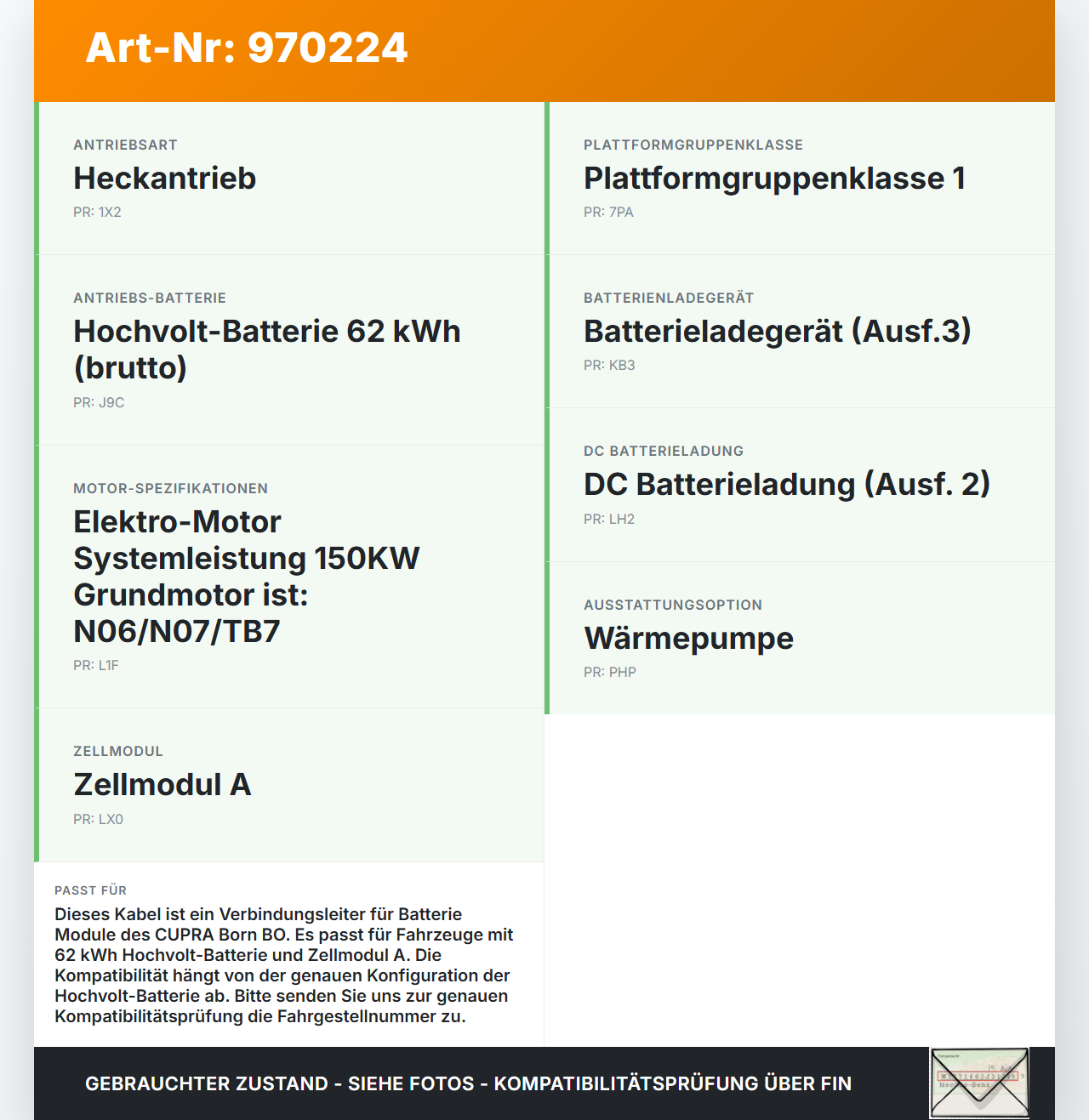 Cupra Born Pro K11 MEB Kabel Verbindungsleiter für Batterie Modul Zelle Cupra Born Pro K11 MEB 16.05.2023... Vorschau 3