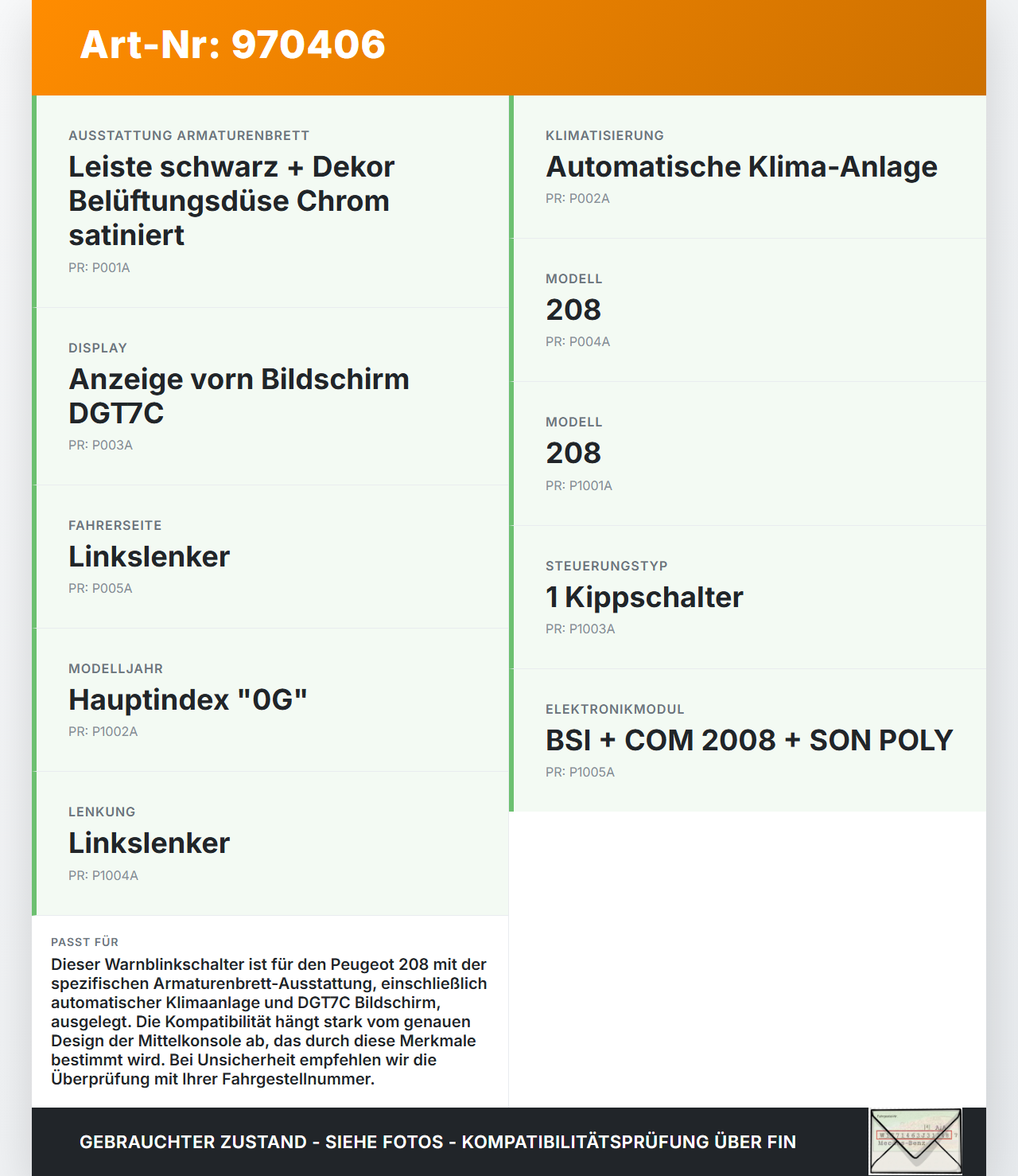 Peugeot 208 I 15-19 Warnblinkschalter Schalter Peugeot 208 I 15-19 27.09.2017 96750916ZD gebraucht Vorschau 3