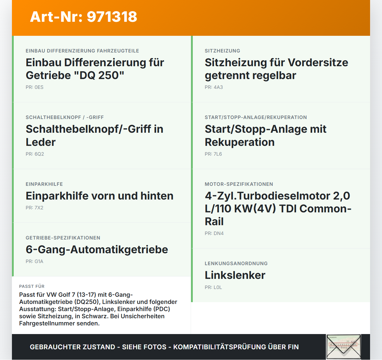 VW Golf 7 VII 13-17 TDI 2,0  Autom Schaltkulisse Schalthebel VW Golf 7 VII 13-17 22.10.2015 5Q1713023AB 5Q1713059J... Vorschau 3