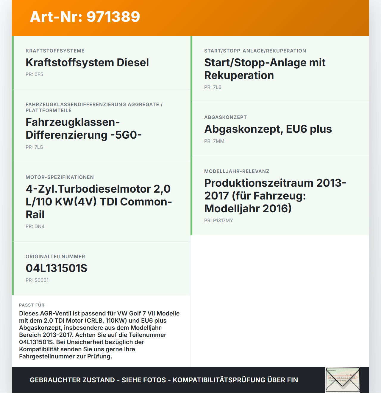 VW Golf 7 VII 13-17 TDI 2,0 110KW CRLB Abgasrückführventil VW Golf 7 VII 13-17 22.10.2015 04L131501C 04L131501S... Vorschau 3