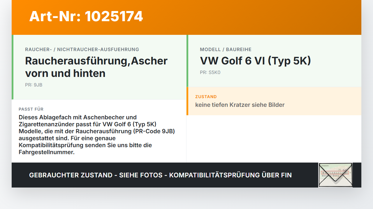 VW Golf 6 VI 5K 08-12 Kombi Ablagefach Staufach Fach mit Aschenbecher und Zigarettenanzünder VW Golf 6 VI 5K 08-12... Vorschau 3