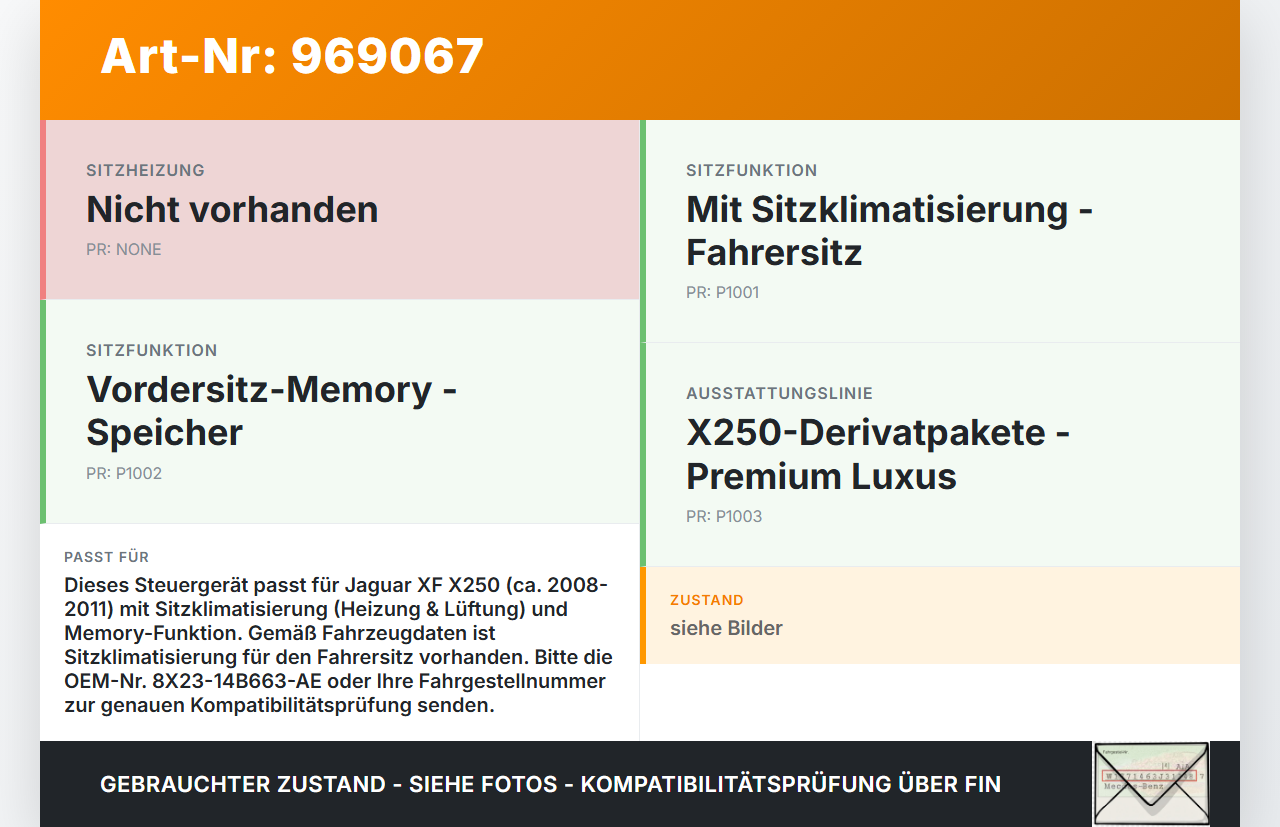 Jaguar XF X250 08-11 Steuergerät ECU Modul Sitzmodul für Lüftung und Heizung Jaguar XF X250 08-11 08.04.2009... Vorschau 3