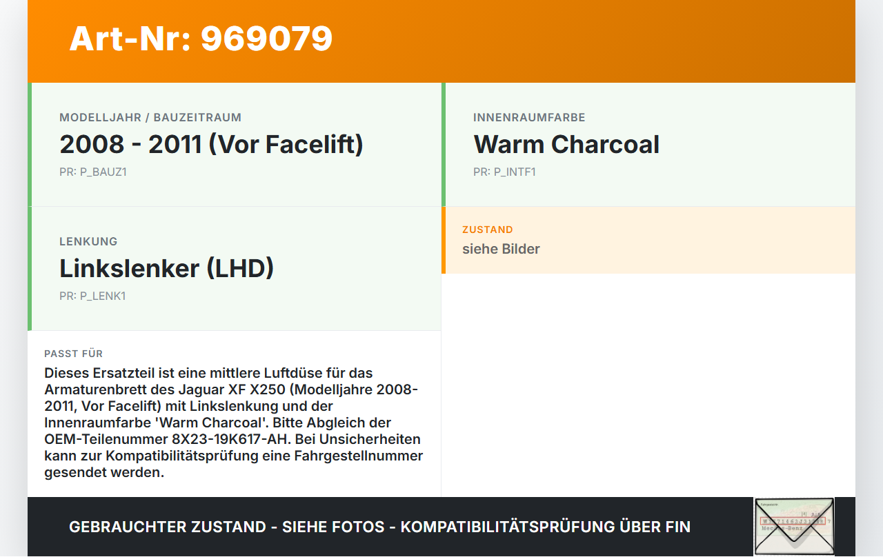 Jaguar XF X250 08-11 Luftdusche Luftdüse Armaturenbrett Mitte Jaguar XF X250 08-11 08.04.2009 C2Z11440... Vorschau 3