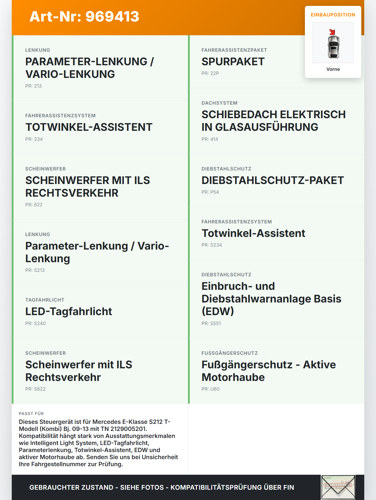 Mercedes E220 S212 09-13 Steuergerät SAM Zentralsteuergerät Vorne Mercedes E220 S212 09-13 15.11.2010 2129005201... Vorschau 3