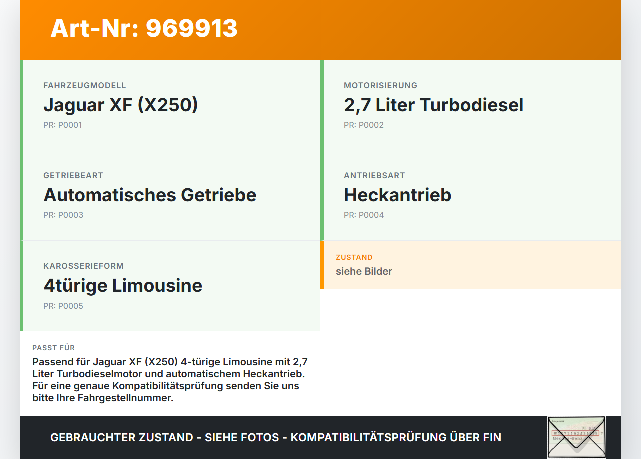 Jaguar XF X250 08-11 2,7D 152KW Kardanwelle Jaguar XF X250 08-11 08.04.2009 C2Z1144 gebraucht Vorschau 3