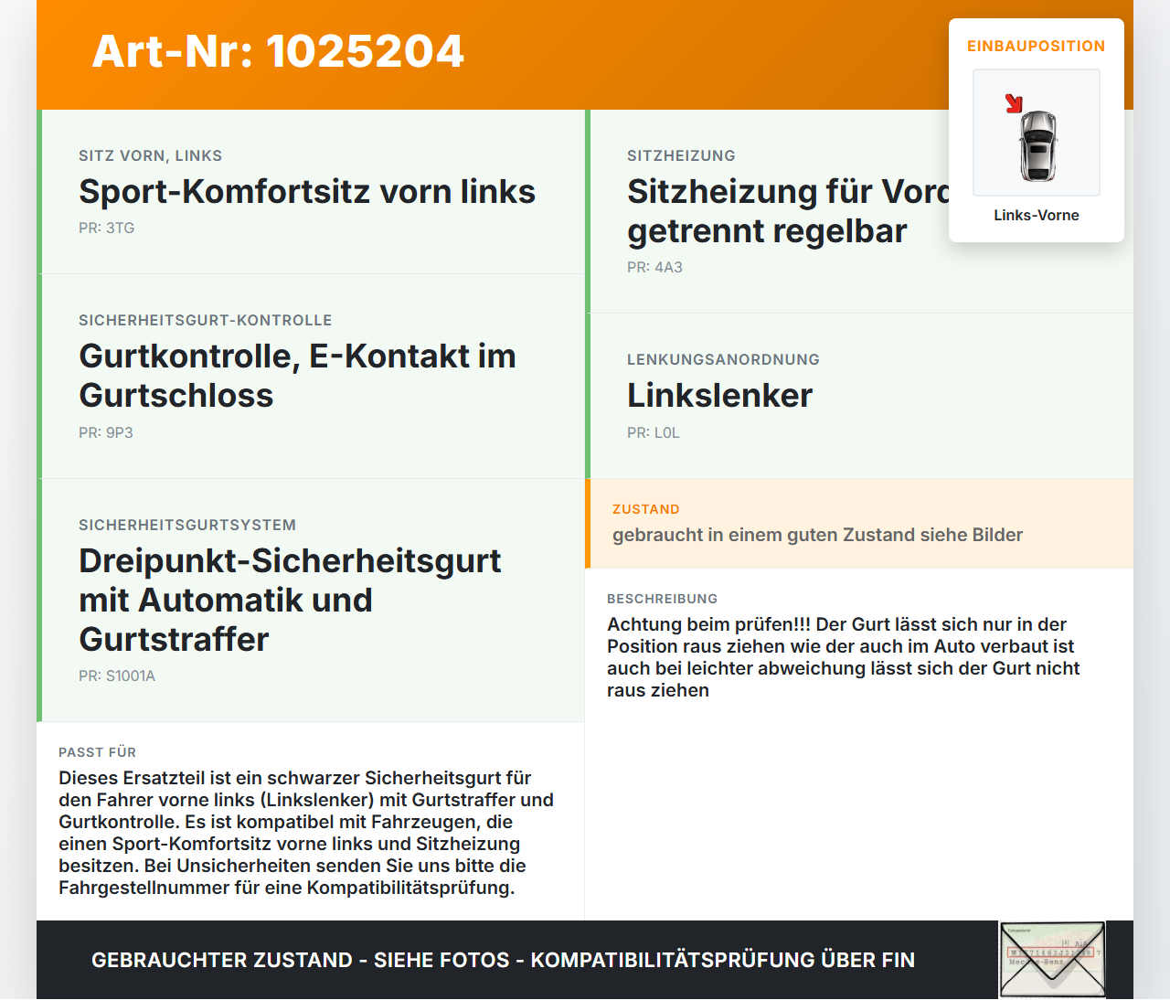 VW Golf 6 VI 5K 08-12 Kombi Gurt Sicherheitsgurt m. Gurtstraffer Fahrer Links Vorne VW Golf 6 VI 5K 08-12... Vorschau 3
