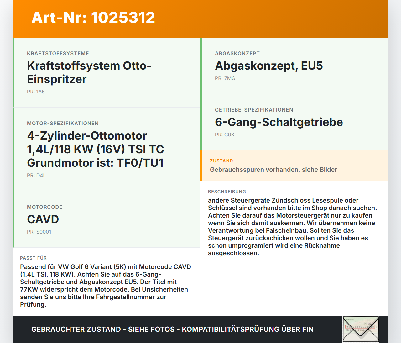 VW Golf 6 VI 5K 08-12 TSI 1,4 77KW Motor Steuergerät ECU Motorsteuergerät VW Golf 6 VI 5K 08-12 14.07.2011... Vorschau 3
