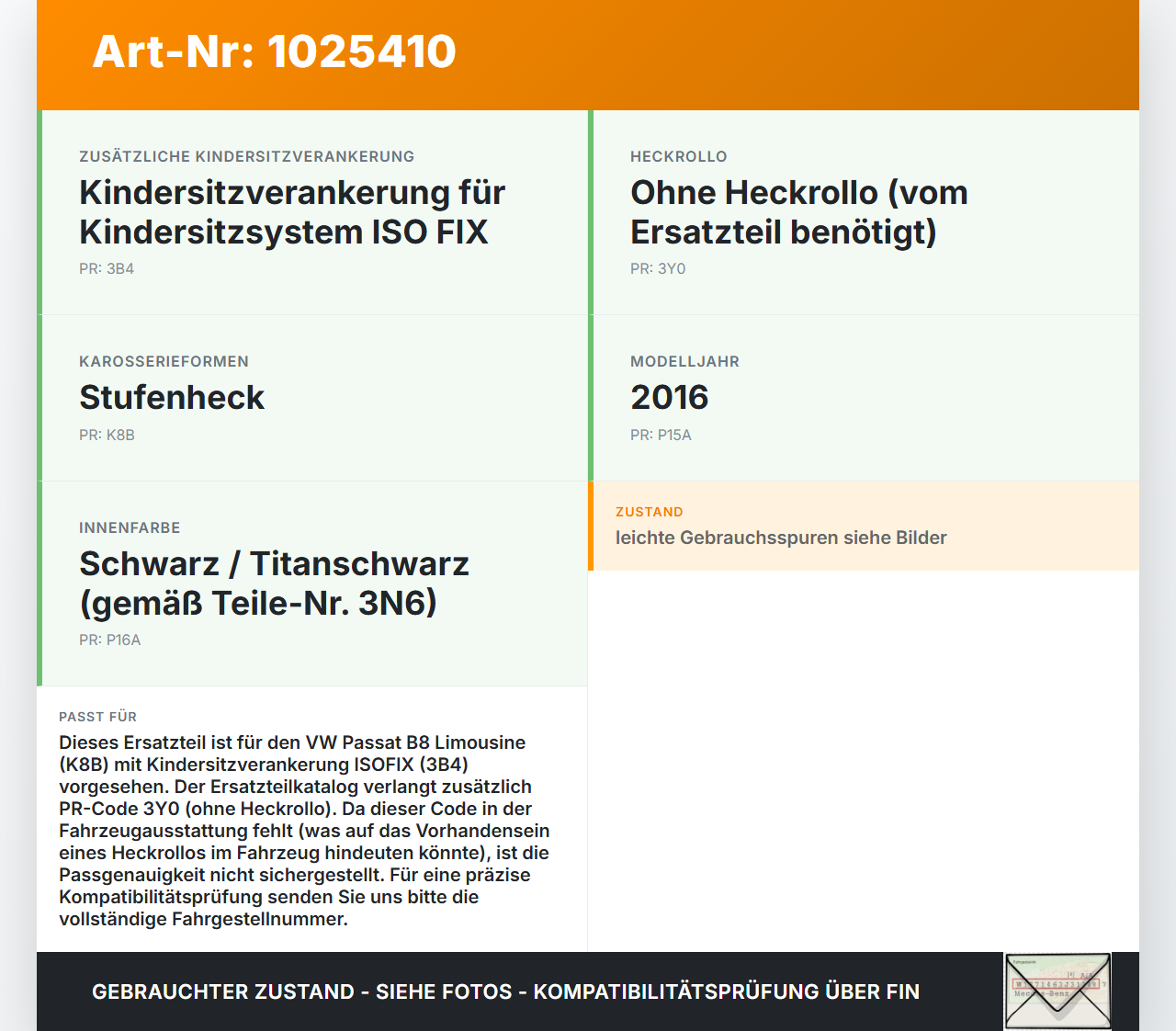 VW Passat B8 3G 14-19 Lim Laderaumabdeckung Hutablage Heckablage VW Passat B8 3G 14-19 20.07.2015 3G5863413... Vorschau 3