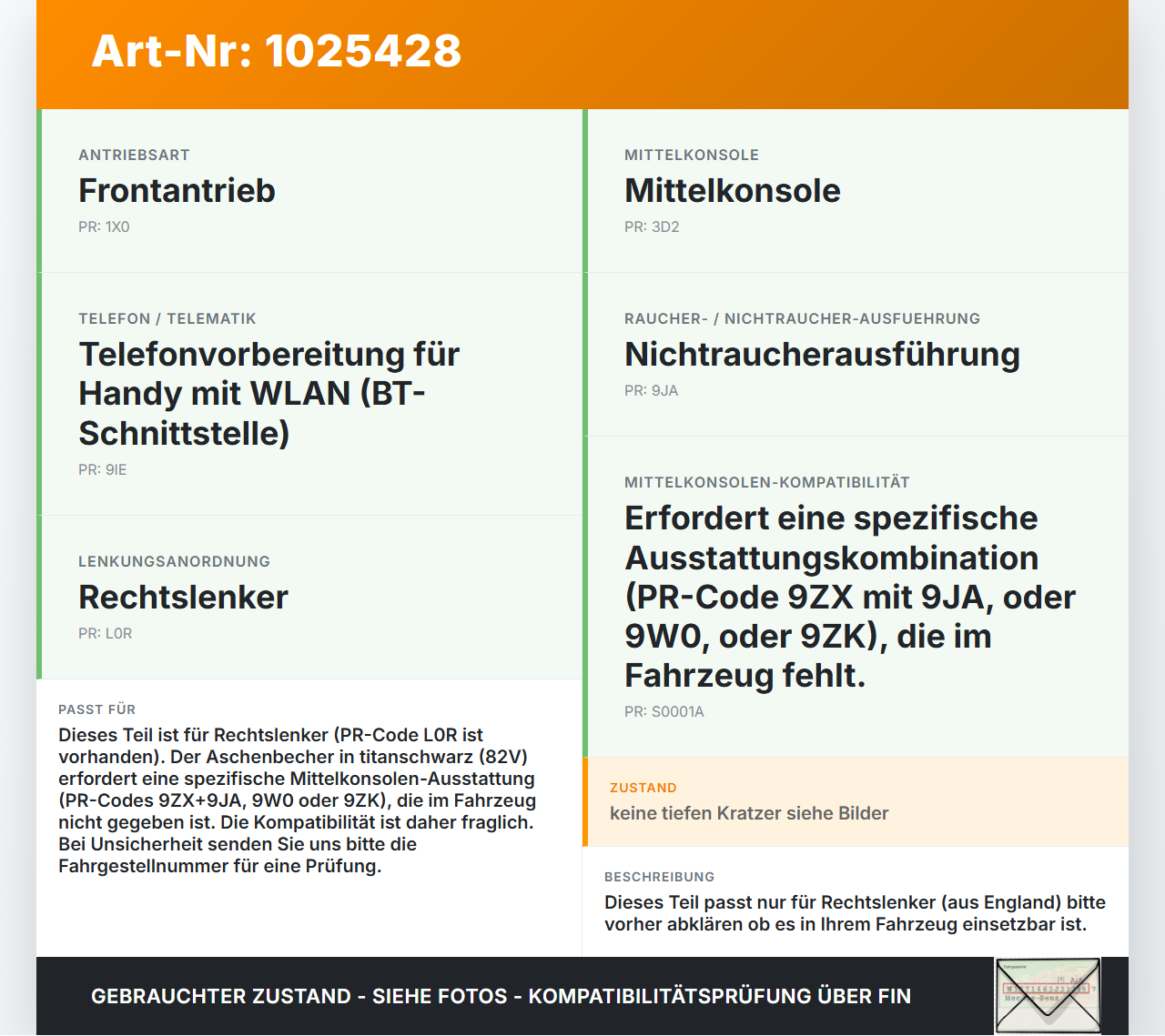 VW Passat B8 3G 14-19 Aschenbecher Ascher Mittelkonsole Silber RHD VW Passat B8 3G 14-19 20.07.2015 3G2863284... Vorschau 3