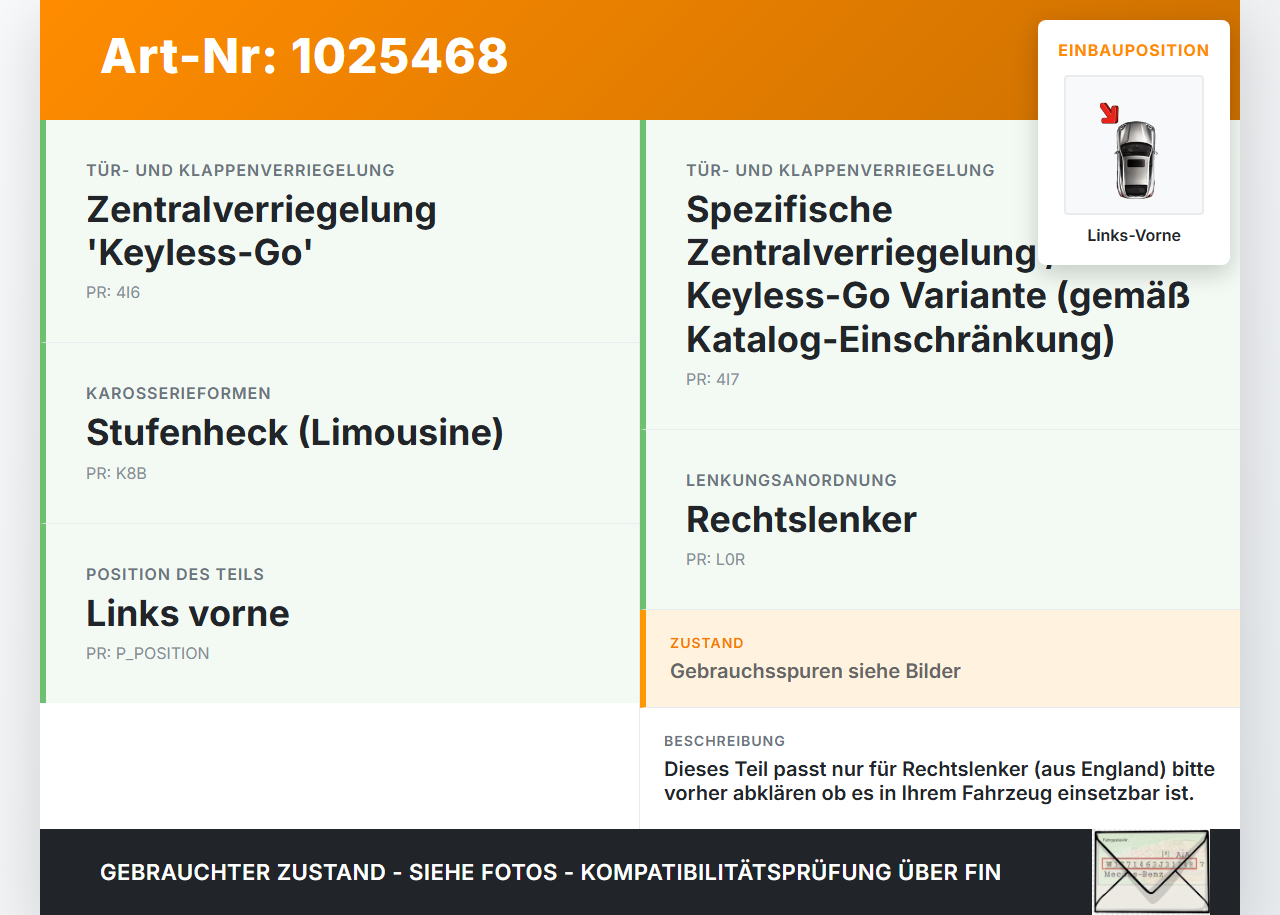 VW Passat B8 3G 14-19 Lim RHD Türgriff Griff aussen Links Vorne LR7H VW Passat B8 3G 14-19 20.07.2015 3G0837885... Vorschau 3