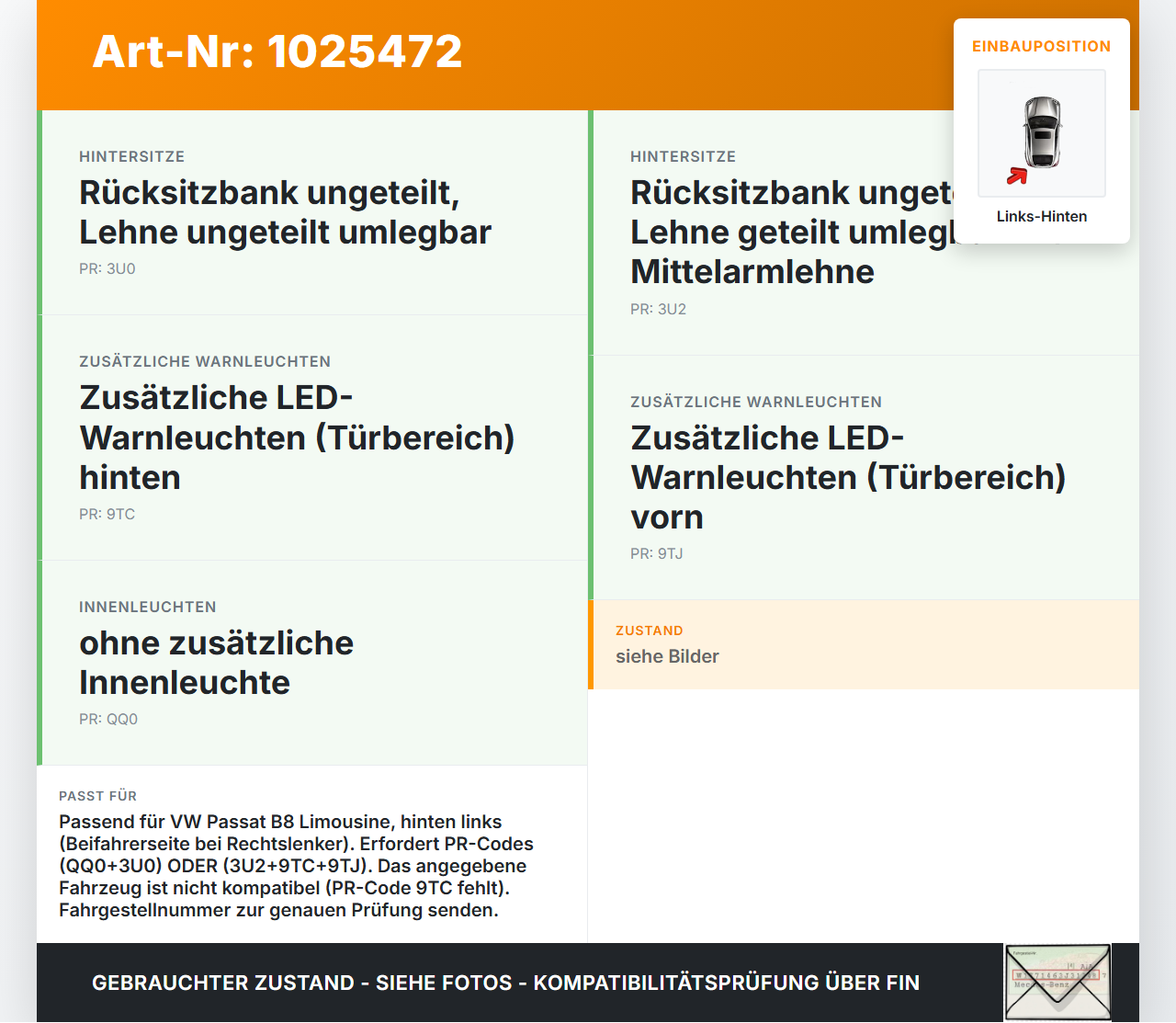 VW Passat B8 3G 14-19 Lim Fensterhebermotor mit Fensterheber Links Hinten VW Passat B8 3G 14-19 20.07.2015... Vorschau 3