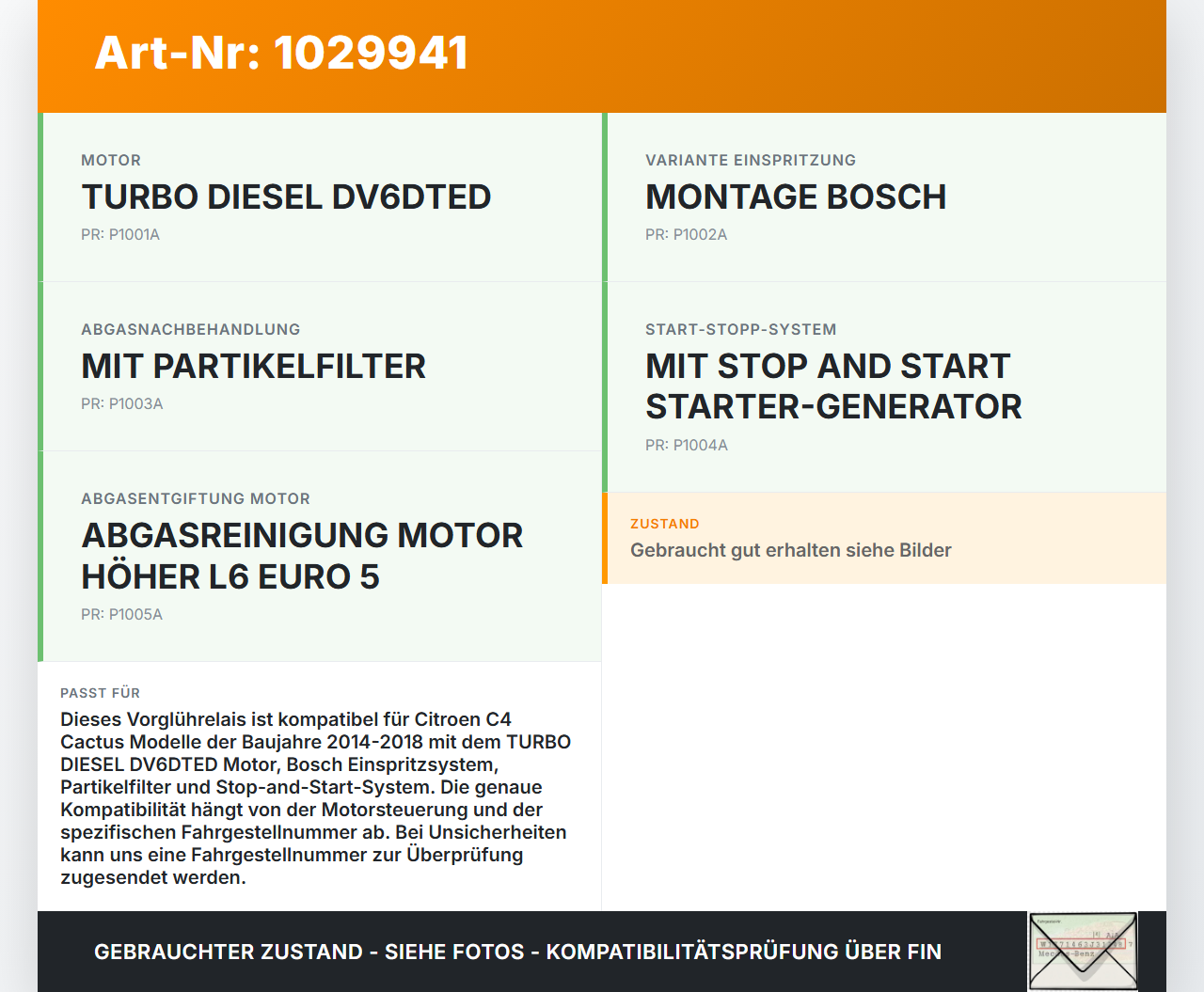 Citroen C4 Cactus 14-18 Relais Vorglührelais Vorwärmer Citroen C4 Cactus 14-18 01.01.2015 51299065 9802424080 gebraucht Vorschau 3