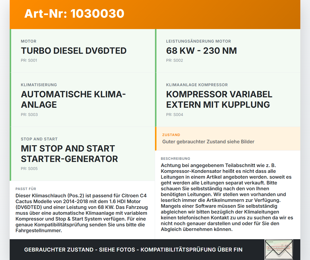 Citroen C4 Cactus 14-18 HDI 1,6 68KW Klimaschlauch Klimaleitung Pos.2 Citroen C4 Cactus 14-18 01.01.2015 9678308780... Vorschau 3