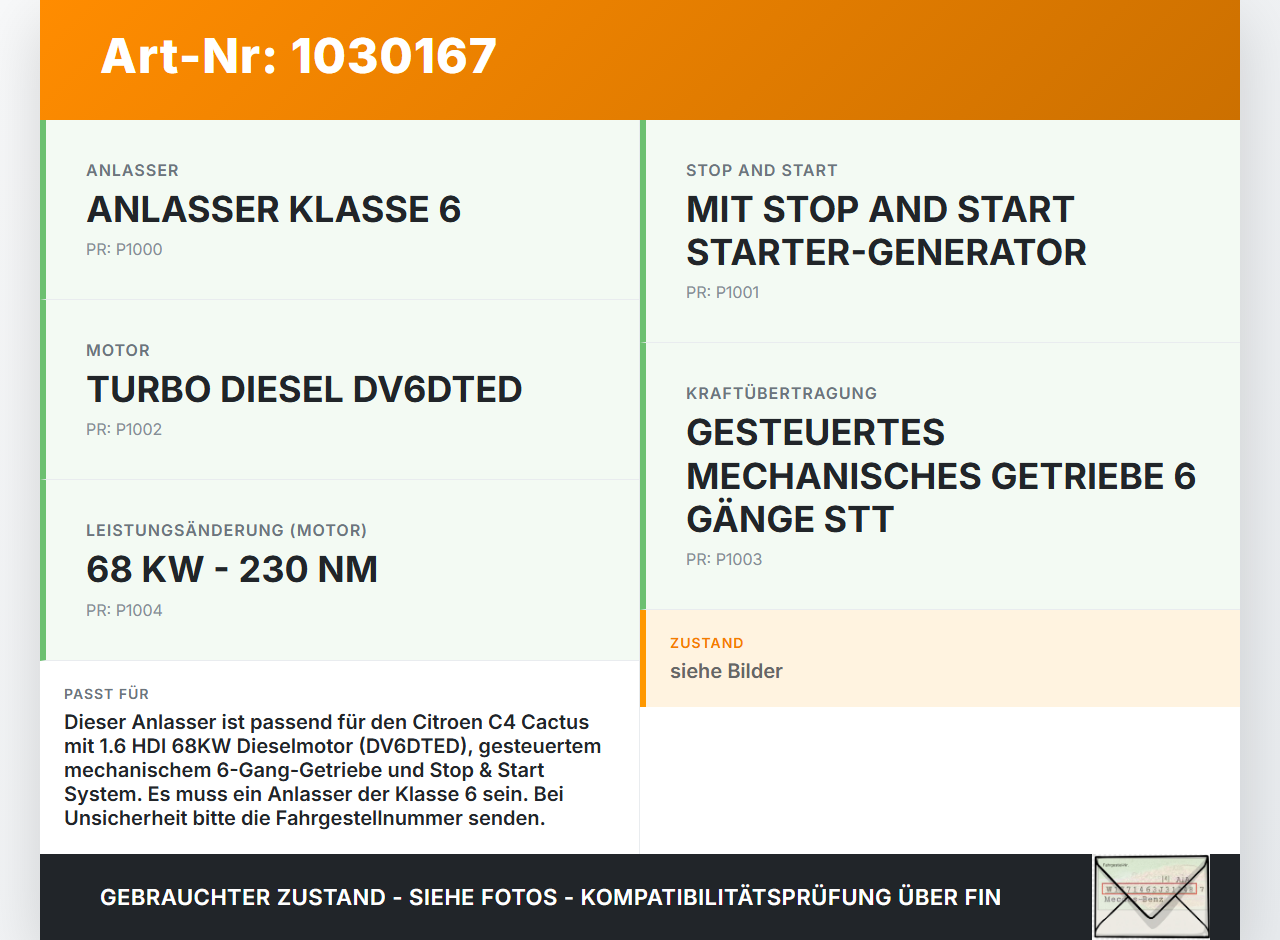 Citroen C4 Cactus 14-18 HDI 1,6 68KW Autom Anlasser Starter Citroen C4 Cactus 14-18 01.01.2015 TS22E26 9662854180... Vorschau 3