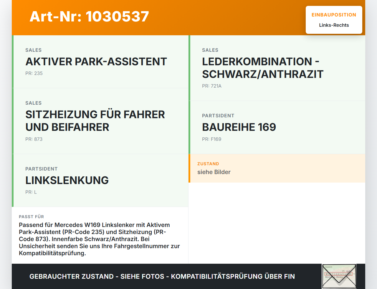 Mercedes A160 W169 08-12 Sitzheizung Schalter Regler Links und Rechts PDC Off Mercedes A160 W169 08-12 22.09.2010... Vorschau 3