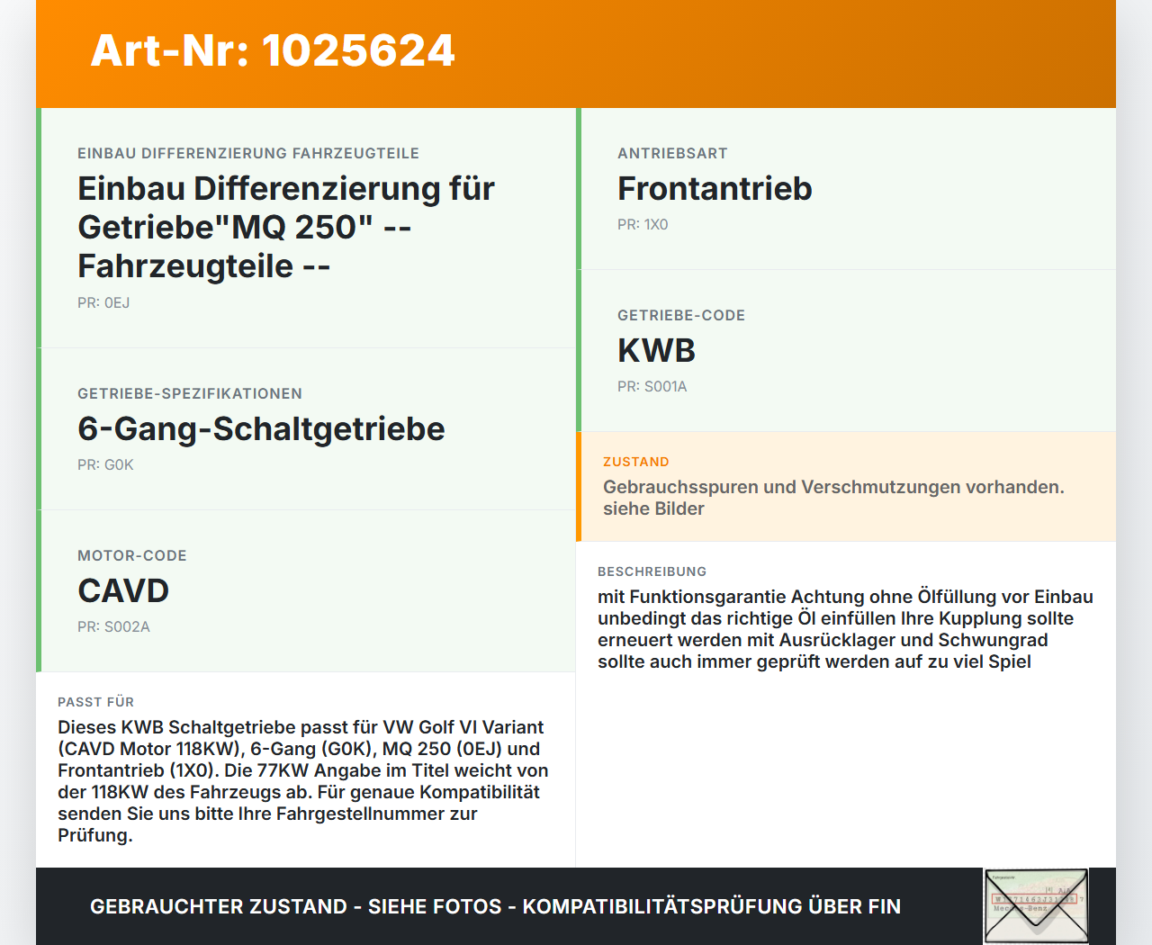 VW Golf 6 VI 5K 08-12 TSI 1,4 77KW KWB Schaltgetriebe Getriebe KWB VW Golf 6 VI 5K 08-12 14.07.2011 02S300046P gebraucht Vorschau 3