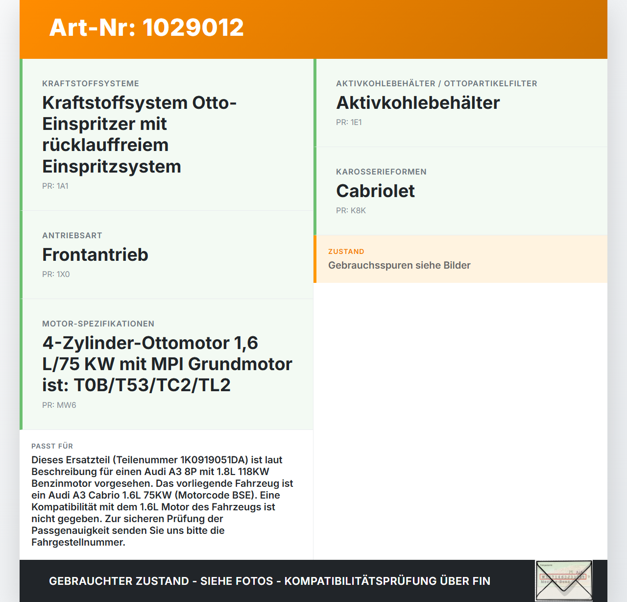 Audi A3 8P 08-10 1,6 75KW Kraftstoffpumpe Kraftstoff Förderpumpe Tankgeber Audi A3 8P 08-10 27.04.2009 1K0919051DA... Vorschau 3
