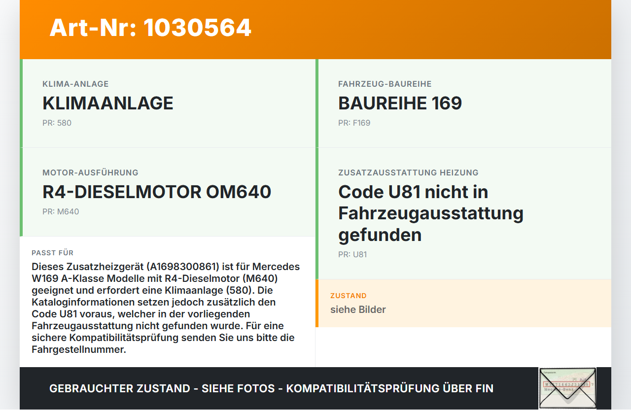 Mercedes A160 W169 08-12 Zusatzheizgerät Zuheizgerät Heizgerät Mercedes A160 W169 08-12 22.09.2010 A1698300861... Vorschau 3