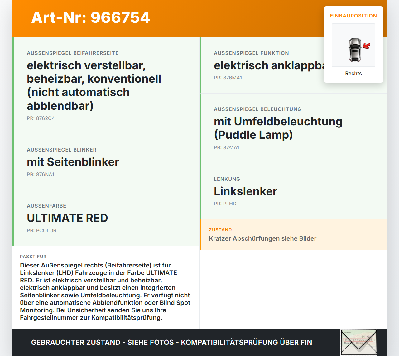 Hyundai I30 GD 15-17 Spiegel Aussenspiegel Rechts WR3 Hyundai I30 GD 15-17 08.07.2015 87620A6060 87620-A6060... Vorschau 3