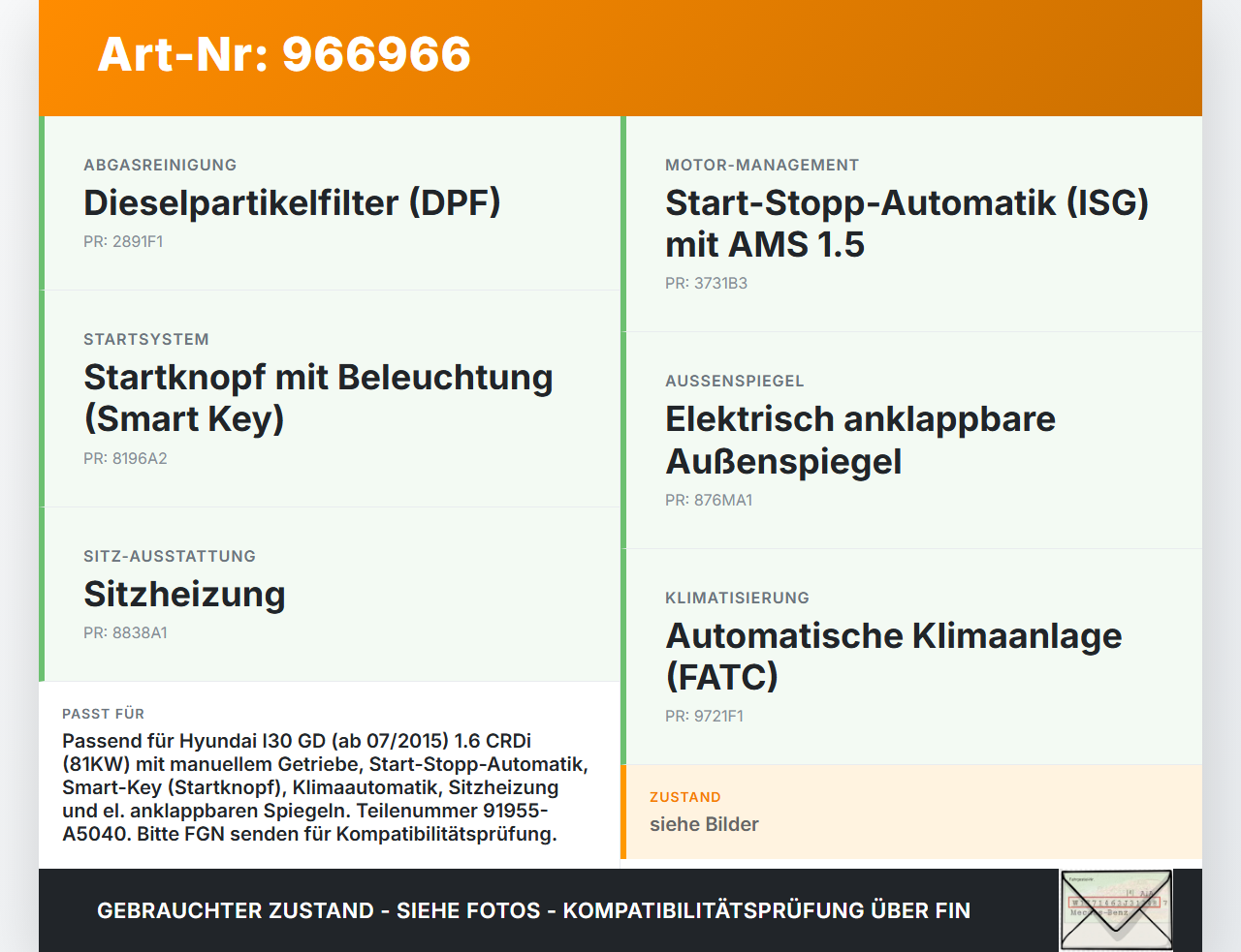 Hyundai I30 GD 15-17 CRDi 1,6 81KW Sicherungskasten Zentralelektrik Hyundai I30 GD 15-17 08.07.2015 91955A5040... Vorschau 3