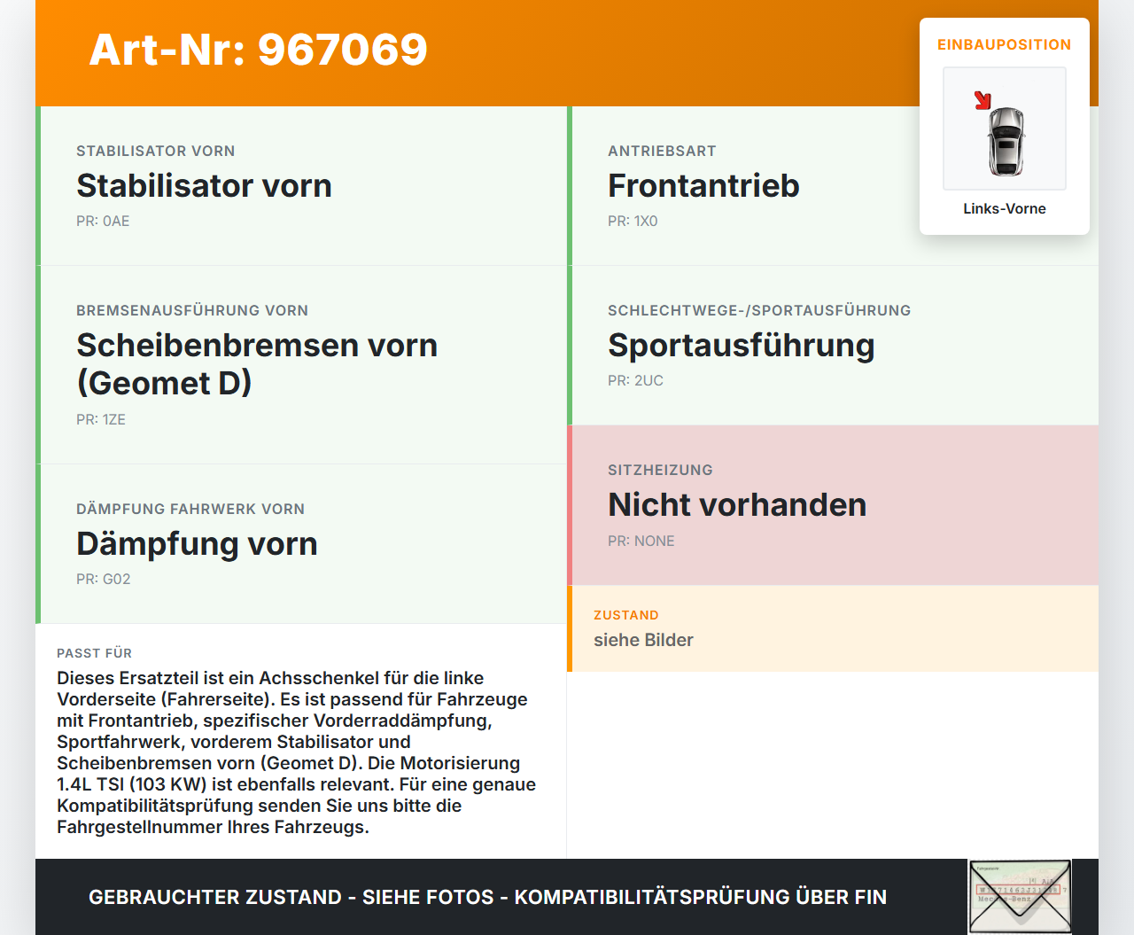 Seat Leon 5F SC FR 13-18 TSI 1,4 103KW Achsschenkel Radnabe Links Vorne Seat Leon 5F SC FR 13-18 19.02.2014... Vorschau 3