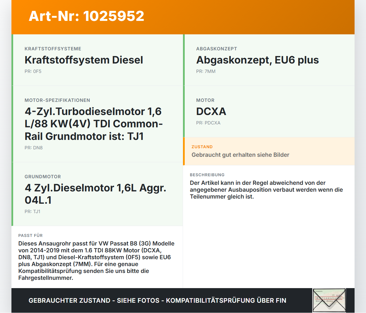 VW Passat B8 3G 14-19 TDI 1,6 88KW Ansaugrohr Ladeluftschlauch Luftschlauch Pos.1 VW Passat B8 3G 14-19 20.07.2015... Vorschau 3