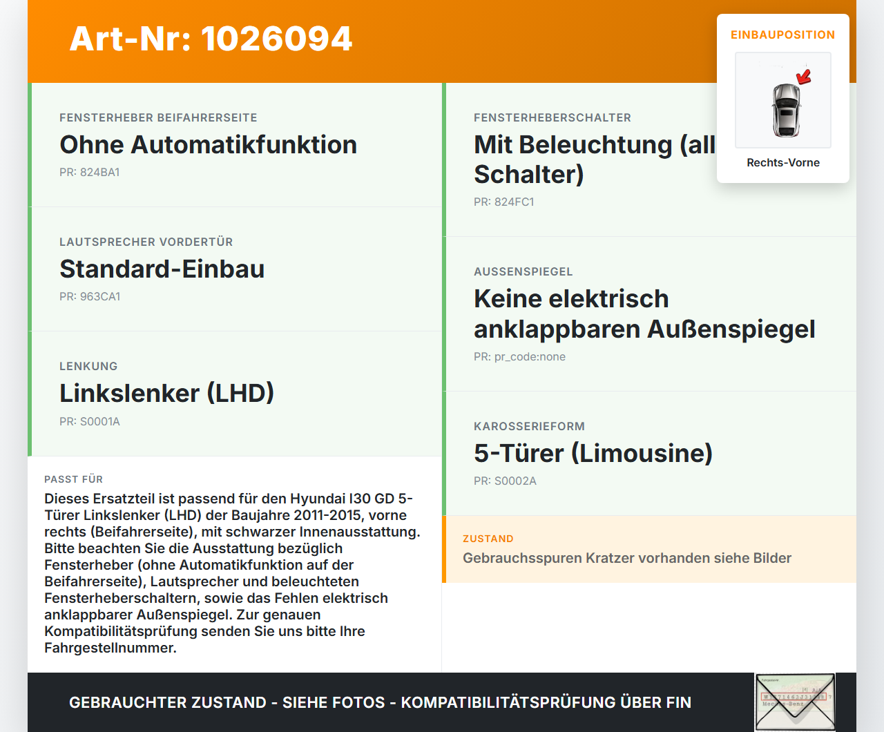 Hyundai I30 GD 11-15 5T Türverkleidung Türpappe Rechts Vorne Hyundai I30 GD 11-15 20.10.2014 gebraucht Vorschau 3